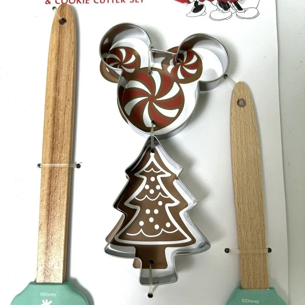 Disney Mickey Minnie Spatula Cookie Cutter 4 Piece Set Christmas‎ Winter NEW